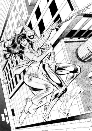 Spider-Man and Mary Jane Watson-Parker, pencils by Al Rio, inks by Bob Almond