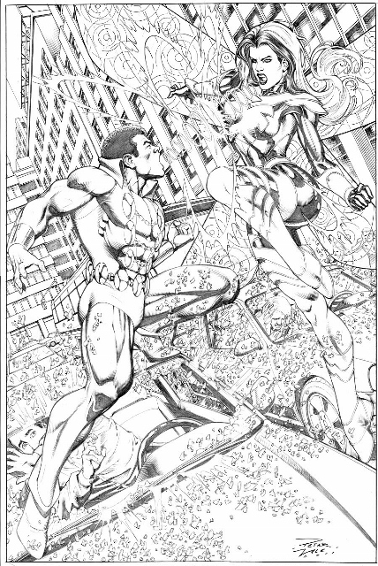 Tyroc and Songbird, pencils by comics artist Peter Vale