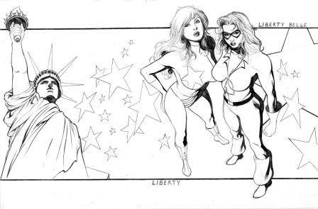 "Liberty Belles," pencil art by Scott "Shade" Jones