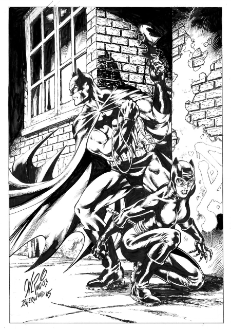 Batman and Catwoman, pencils by Al Rio, inks by Geof Isherwood