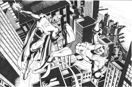 Starman and The Creeper, pencils and inks by Tom Derenick